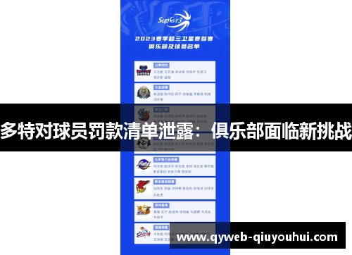 多特对球员罚款清单泄露：俱乐部面临新挑战